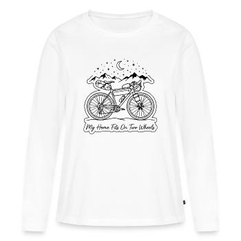 Gravel-Bike – mein Zuhause passt auf zwei Rädern - Frauen Premium Bio Langarmshirt - Weiß - Vorne - Julia (174cm)