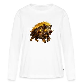 Gullinborsti – Le sanglier d’or des Vikings - T-shirt manches longues Premium bio Femme - blanc - Devant - Julia (174cm)