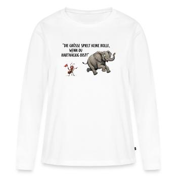 Die Größe spielt keine Rolle - Frauen Premium Bio Langarmshirt - Weiß - Vorne - Julia (174cm)