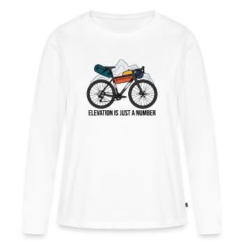 Die Höhe ist nur eine Zahl – Gravel Bikepacking Art - Frauen Premium Bio Langarmshirt - Weiß - Vorne - Julia (174cm)