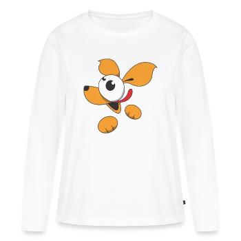 Süßer Comic Hund - Frauen Premium Bio Langarmshirt - Weiß - Vorne - Julia (174cm)