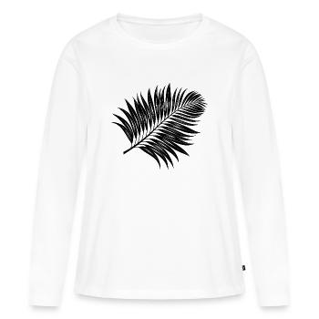 Tropisches Palmblatt - Frauen Premium Bio Langarmshirt - Weiß - Vorne - Julia (174cm)