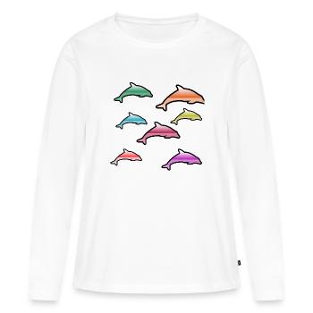 Delfine - Frauen Premium Bio Langarmshirt - Weiß - Vorne - Julia (174cm)