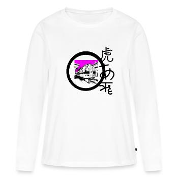 Tokyo Night Train Retro Japanese Streetwear T-Shir - Frauen Premium Bio Langarmshirt - Weiß - Vorne - Julia (174cm)