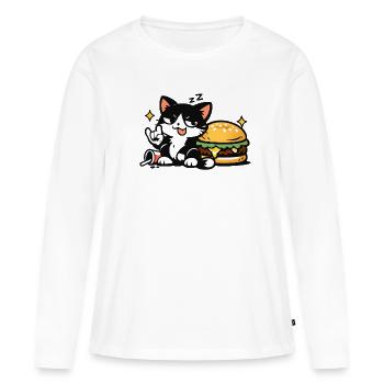 Schläfrige Rebellenkatze – Nein, ich mache ein Nickerchen - Frauen Premium Bio Langarmshirt - Weiß - Vorne - Julia (174cm)
