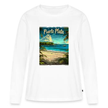 Exotischer Strand Puerto Plata Karibik Landschaft - Frauen Premium Bio Langarmshirt - Weiß - Vorne - Julia (174cm)