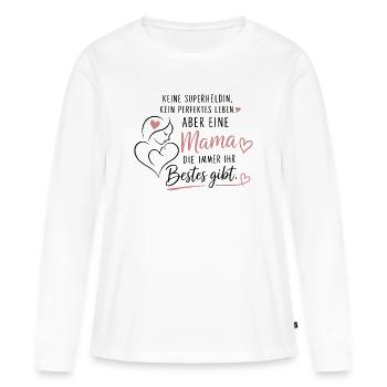 Mama mit Herz – Beste Mama - Frauen Premium Bio Langarmshirt - Weiß - Vorne - Julia (174cm)