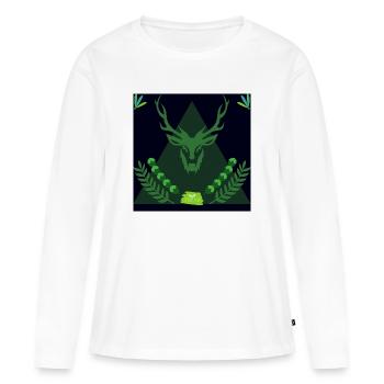 Waldgeist Hirsch im Dreieck - Frauen Premium Bio Langarmshirt - Weiß - Vorne - Julia (174cm)