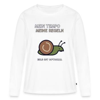 Mein Tempo, meine Regeln - Frauen Premium Bio Langarmshirt - Weiß - Vorne - Julia (174cm)