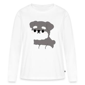 Grauer, flauschiger Schnauzer-Welpen-Charme - Frauen Premium Bio Langarmshirt - Weiß - Vorne - Julia (174cm)