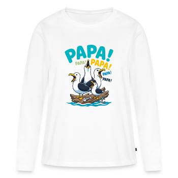 Papa Mouettes Humour Fête Des Pères - T-shirt manches longues Premium bio Femme - blanc - Devant - Julia (174cm)