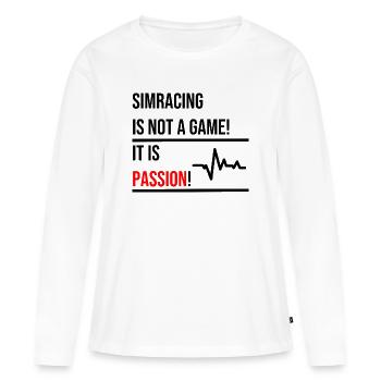 Le simracing n’est pas un jeu - T-shirt manches longues Premium bio Femme - blanc - Devant - Julia (174cm)