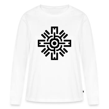 Aztekische Sonne - Frauen Premium Bio Langarmshirt - Weiß - Vorne - Julia (174cm)
