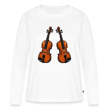 Violine Geige - Frauen Premium Bio Langarmshirt - Weiß - Vorne - Julia (174cm)