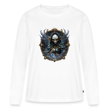 Blauer Mystiker mit verzierten Flügeln - Frauen Premium Bio Langarmshirt - Weiß - Vorne - Julia (174cm)