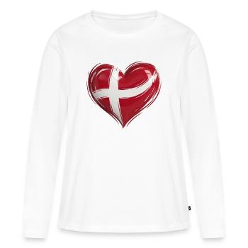 Drapeau du Cœur du Danemark - T-shirt manches longues Premium bio Femme - blanc - Devant - Julia (174cm)