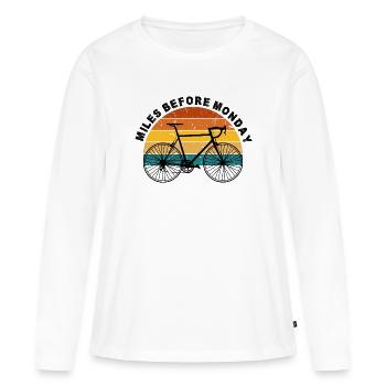 Sonnenuntergang-Radfahrer Silhouette - Frauen Premium Bio Langarmshirt - Weiß - Vorne - Julia (174cm)