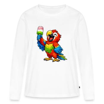 Papagei mit einem Eis - Frauen Premium Bio Langarmshirt - Weiß - Vorne - Julia (174cm)