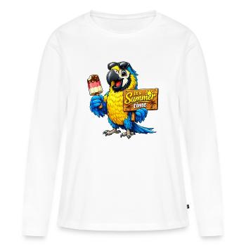 Papagei mit Eis am Stiel - Frauen Premium Bio Langarmshirt - Weiß - Vorne - Julia (174cm)