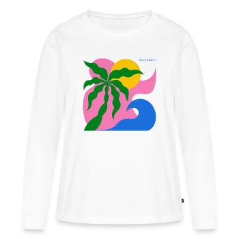 Abstrakte Palme & Sonne: Sommer Design - Frauen Premium Bio Langarmshirt - Weiß - Vorne - Julia (174cm)