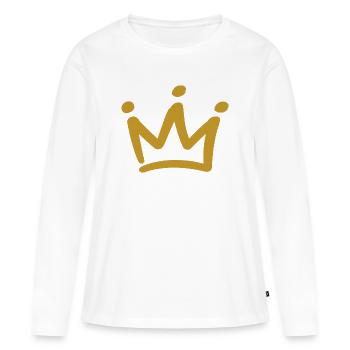 Emblème de la couronne d’or - T-shirt manches longues Premium bio Femme - blanc - Devant - Julia (174cm)