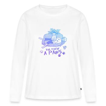 Je prends un Paws - Chat qui fait des biscuits - T-shirt manches longues Premium bio Femme - blanc - Devant - Julia (174cm)