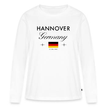 Hanovre, Allemagne, coordonnées Souvenir de voyage - T-shirt manches longues Premium bio Femme - blanc - Devant - Julia (174cm)