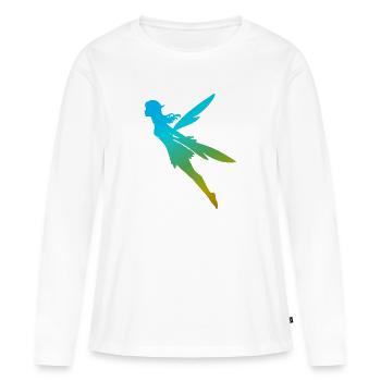 Fée en gradient avec des ailes - T-shirt manches longues Premium bio Femme - blanc - Devant - Julia (174cm)