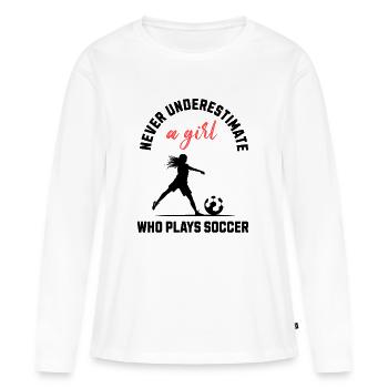 Soccer Girl Power - Women's Premium Organic Long Sleeve Shirt - white - Front - Julia (174cm)