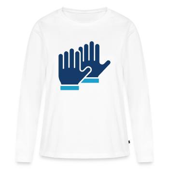 Icône de la ligne de protection des gants de sécurité - T-shirt manches longues Premium bio Femme - blanc - Devant - Julia (174cm)