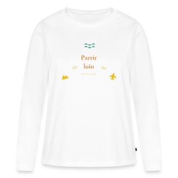 Partir loin — voyage - T-shirt manches longues Premium bio Femme - blanc - Devant - Julia (174cm)