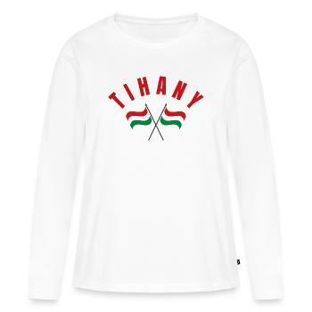 Drapeaux hongrois de Tihany - T-shirt manches longues Premium bio Femme - blanc - Devant - Julia (174cm)