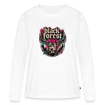 Black Forest Hirsch Motiv - Frauen Premium Bio Langarmshirt - Weiß - Vorne - Julia (174cm)