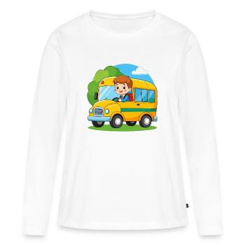 Bus scolaire jaune pour l’inscription scolaire – bus de rentrée scolaire - T-shirt manches longues Premium bio Femme - blanc - Devant - Julia (174cm)
