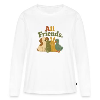 Tous les amis animaux véganes droits des animaux rétro - T-shirt manches longues Premium bio Femme - blanc - Devant - Julia (174cm)