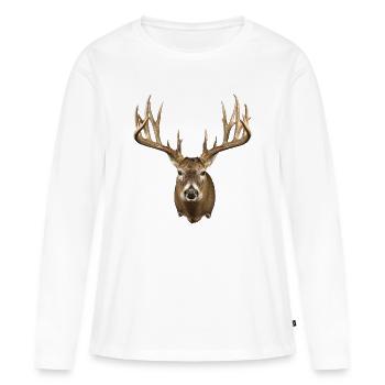 Tête de cerf avec des bois majestueux - T-shirt manches longues Premium bio Femme - blanc - Devant - Julia (174cm)
