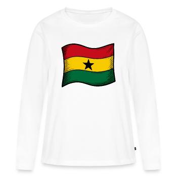 Drapeau du Ghana Étoile rouge or vert - T-shirt manches longues Premium bio Femme - blanc - Devant - Julia (174cm)