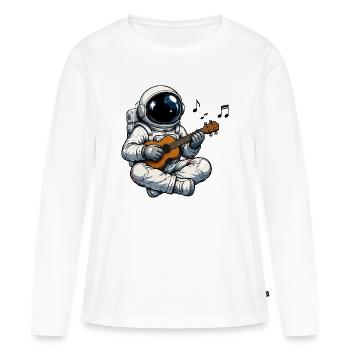 Space Astronaut Guitar Game - Women's Premium Organic Long Sleeve Shirt - white - Front - Julia (174cm)