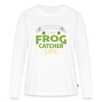 Rockin Le Attrape-Grenouilles Vie Froschfänger - T-shirt manches longues Premium bio Femme - blanc - Devant - Julia (174cm)