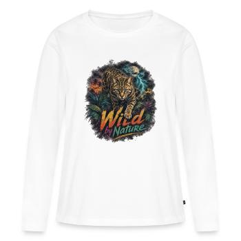 Chat tropical du Bengale avec la foudre - T-shirt manches longues Premium bio Femme - blanc - Devant - Julia (174cm)