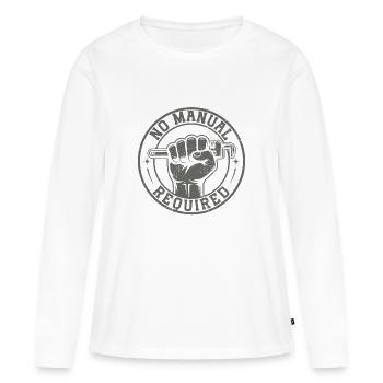 Aucun manuel n’est nécessaire – puissance de fabrication - T-shirt manches longues Premium bio Femme - blanc - Devant - Julia (174cm)