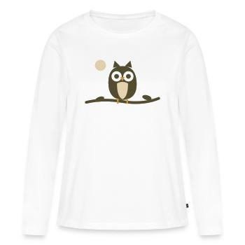 Hibou Nocturne Olive - T-shirt manches longues Premium bio Femme - blanc - Devant - Julia (174cm)