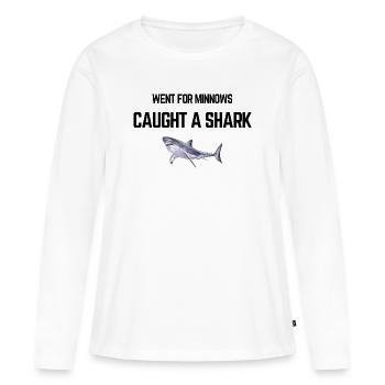 On est allé chercher des vairons attrapé un requin - T-shirt manches longues Premium bio Femme - blanc - Devant - Julia (174cm)