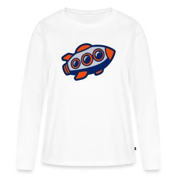 Illustration de la fusée spatiale - T-shirt manches longues Premium bio Femme - blanc - Devant - Julia (174cm)