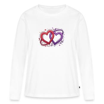 Duos de cœur complexes - T-shirt manches longues Premium bio Femme - blanc - Devant - Julia (174cm)