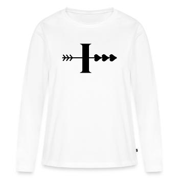 Lettre i flèche cœur - T-shirt manches longues Premium bio Femme - blanc - Devant - Julia (174cm)