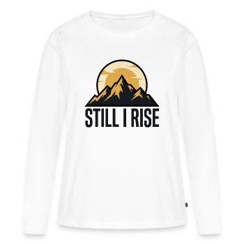Bergsilhouetten im Sonnenaufgang - Frauen Premium Bio Langarmshirt - Weiß - Vorne - Julia (174cm)