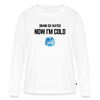 J’ai bu de l’eau froide, maintenant je gèle, drôle de meme. - T-shirt manches longues Premium bio Femme - blanc - Devant - Julia (174cm)