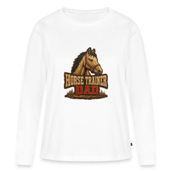 Père dresseur de chevaux, père équestre robuste - T-shirt manches longues Premium bio Femme - blanc - Devant - Julia (174cm)