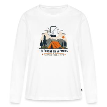 Camping Mode Active - Humour Vacances & Bivouac - T-shirt manches longues Premium bio Femme - blanc - Devant - Julia (174cm)
